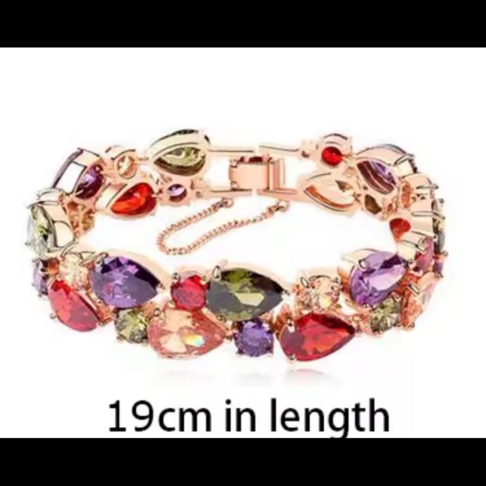 Rosegold plated multicolor gemstones bracelet with Swarovski elements #284